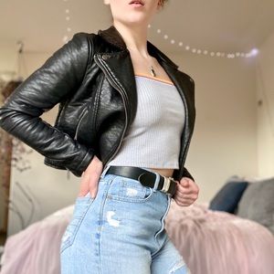 Black leather jacket